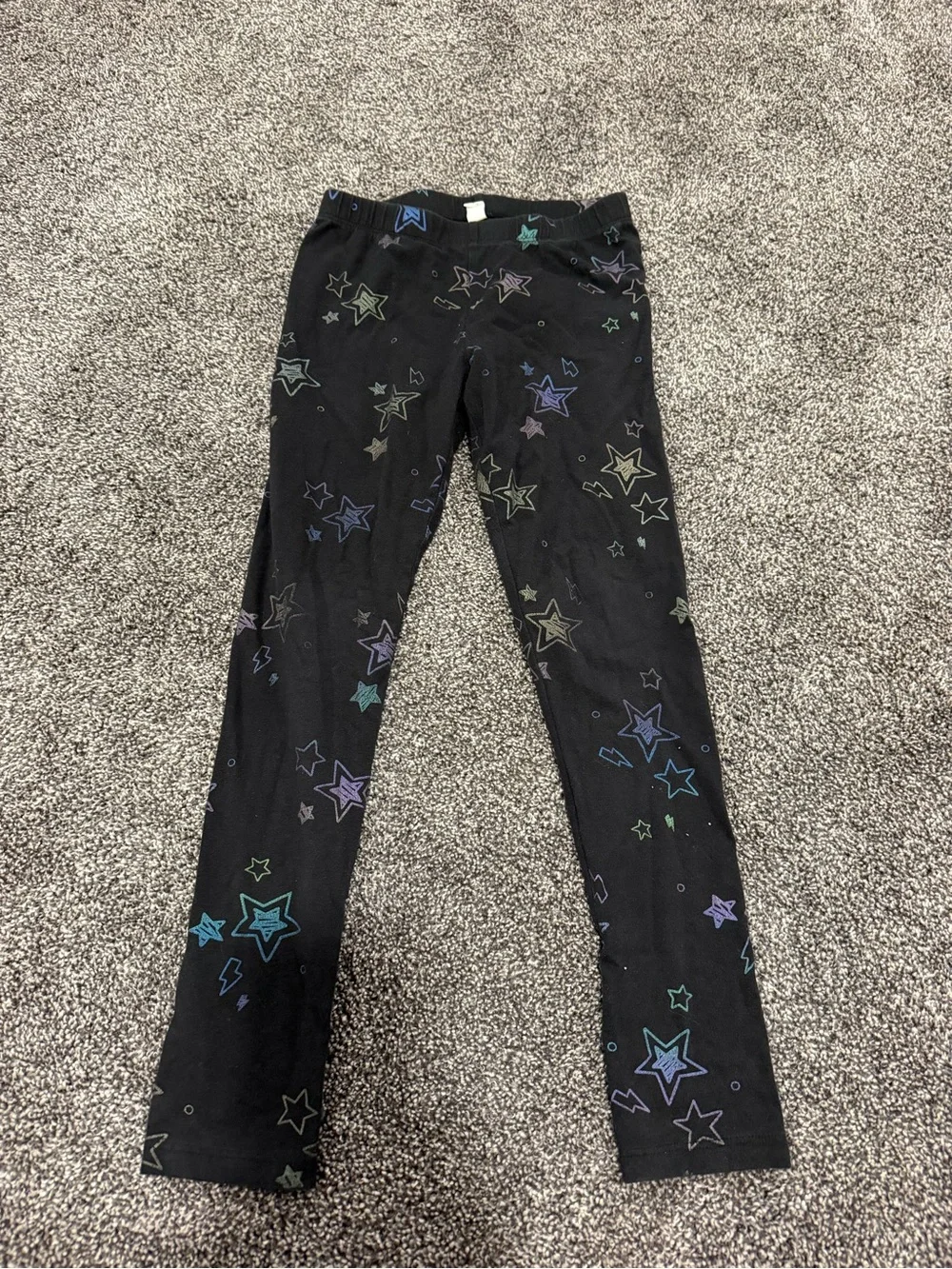 Size 8 Jumping Beans Tough Cotton Leggings Black with multi colored iridescent s
